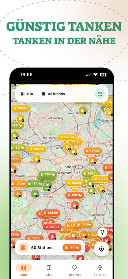 Benzio App — günstig tanken in der Nähe